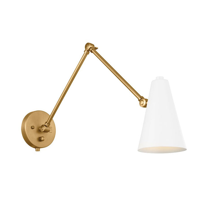 Kichler Sylvia 1 Light Wall Sconce, Natural Brass/White