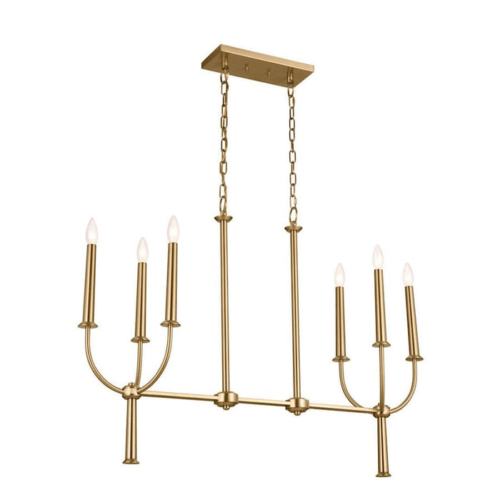 Kichler Florence 6 Light Linear Chandelier, Brushed Natural Brass - 52495BNB