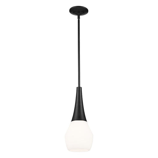 Kichler Deela 17" 1 Light Pendant, Black/Satin Etched Cased Opal Glass - 52529BK