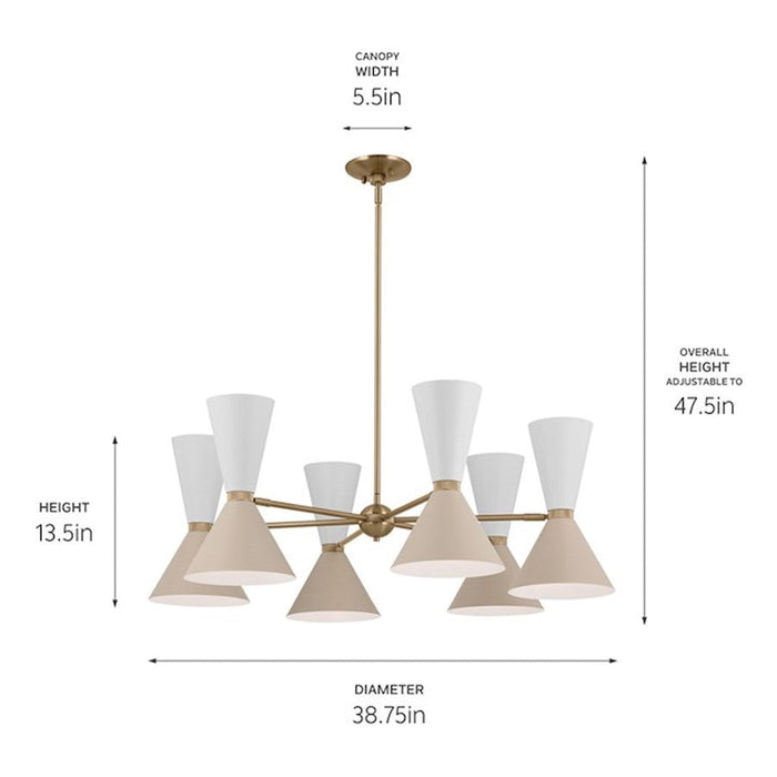 Kichler Phix 39" 12 Light Chandelier, Bronze/Greige/White