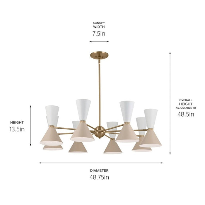 Kichler Phix 49" 16 Light Chandelier, Bronze/Greige/White