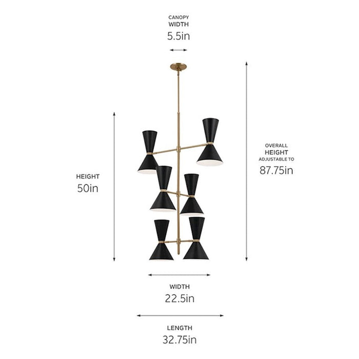 Kichler Phix 50" 12 Light Foyer Chandelier, Champagne Bronze