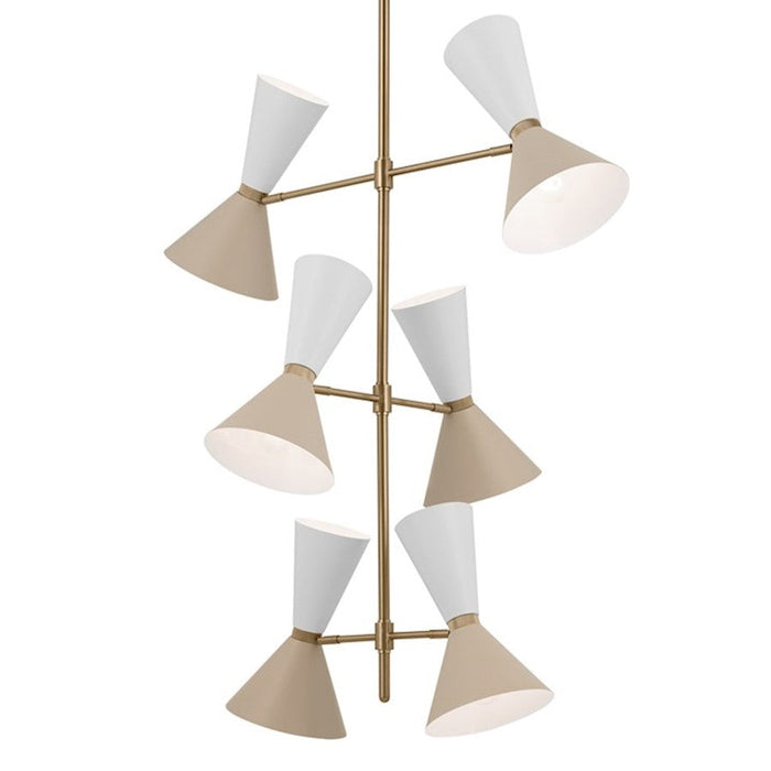 Kichler Phix 50" 12 Light Foyer Chandelier, Bronze/Greige/White