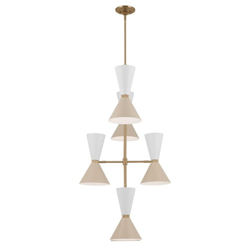 Kichler Phix 50" 12 Light Foyer Chandelier, Bronze/Greige/White
