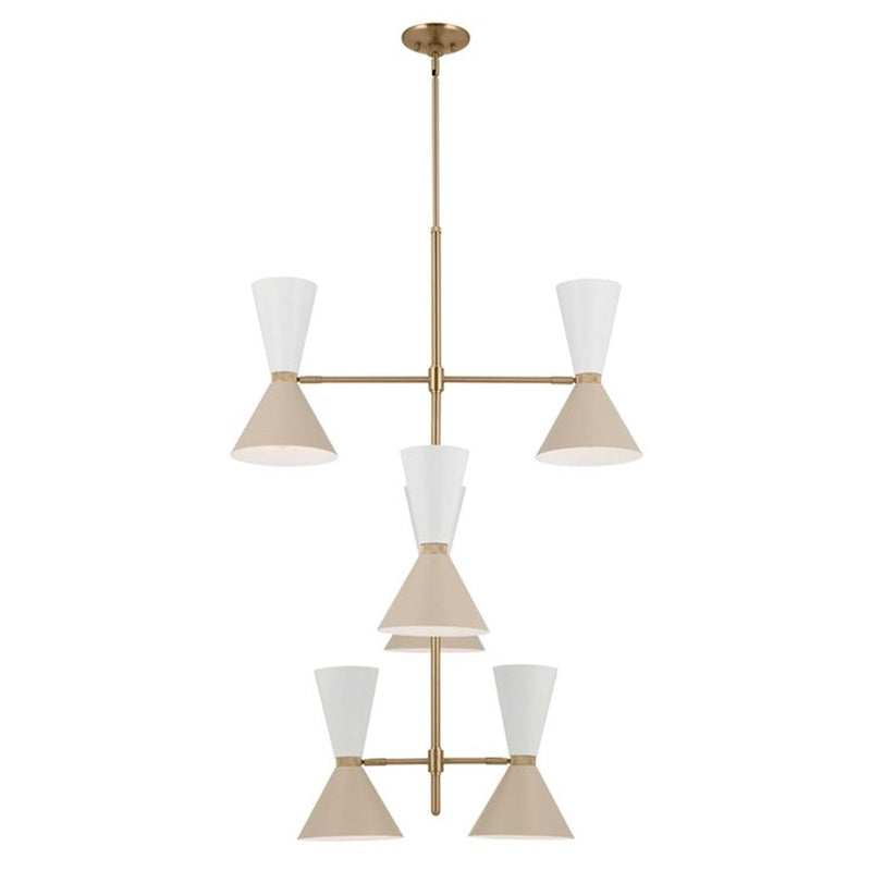 Kichler Phix 50" 12 Light Foyer Chandelier, Bronze/Greige/White