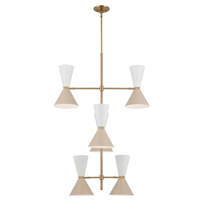 Kichler Phix 50" 12 Light Foyer Chandelier, Bronze/Greige/White