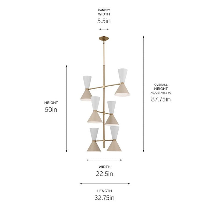 Kichler Phix 50" 12 Light Foyer Chandelier, Bronze/Greige/White