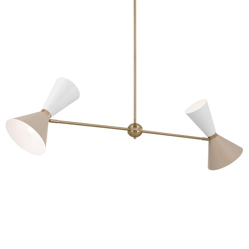 Kichler Phix 48" 4 Light Linear Chandelier, Bronze/Greige/White