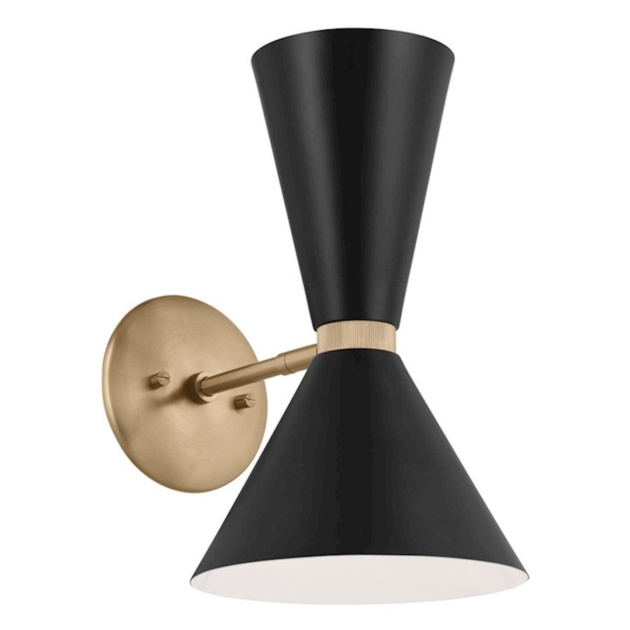 Kichler Phix 14" 2 Light Wall Sconce, Champagne Bronze/Black - 52570CPZBK