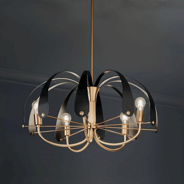 Kichler Petal 5 Light Chandelier, Champagne Bronze/Black/White