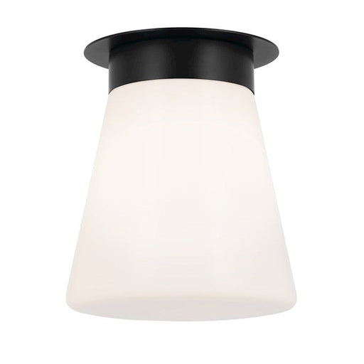 Kichler Albers 9" 1 Light Flush Mount, Black/Opal Glass - 52585BK