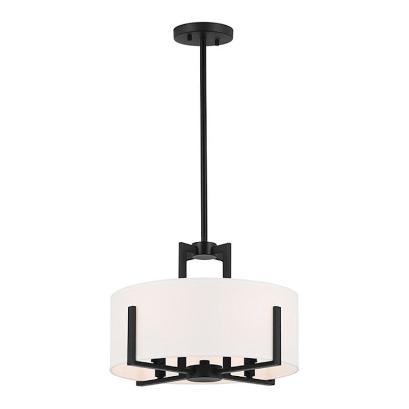 Kichler Malen 16" 4 Light Semi-Flush Mount, Black/White Fabric Shade - 52591BK