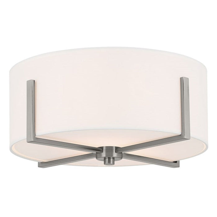 Kichler Malen 16" 2 Light Flush Mount, Pewter/White Fabric Shade - 52593CLP