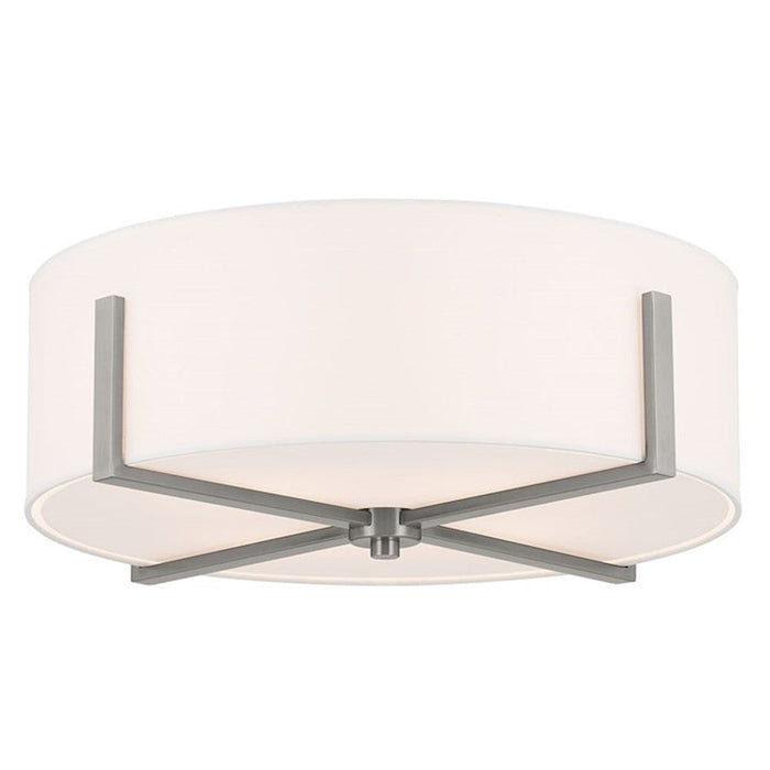 Kichler Malen 20" 4 Light Flush Mount, Pewter/White Fabric Shade - 52594CLP