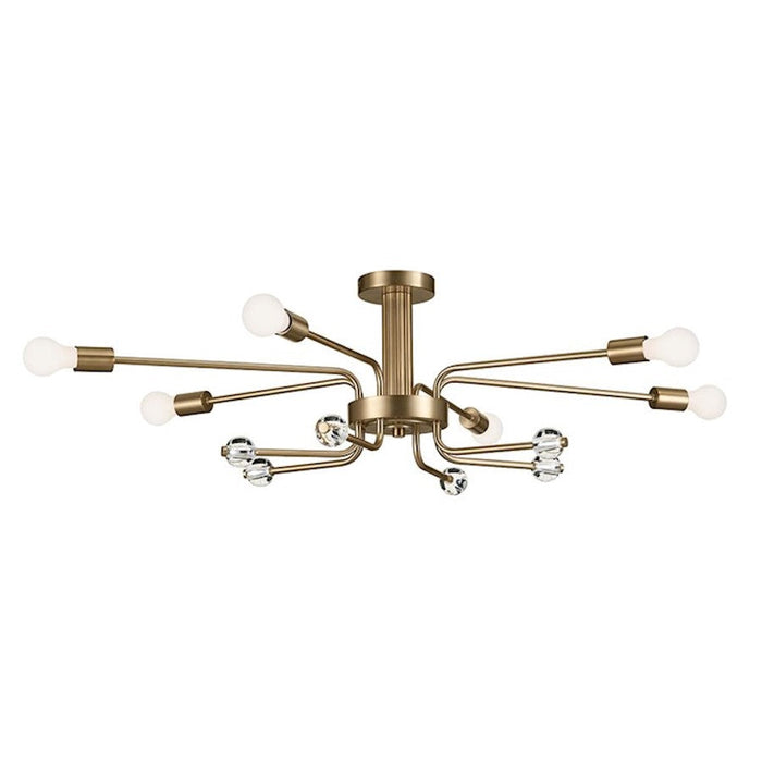 Kichler Ocala 41" 6 Light Flush Mount, Champagne Bronze/Clear Crystal - 52602CPZ