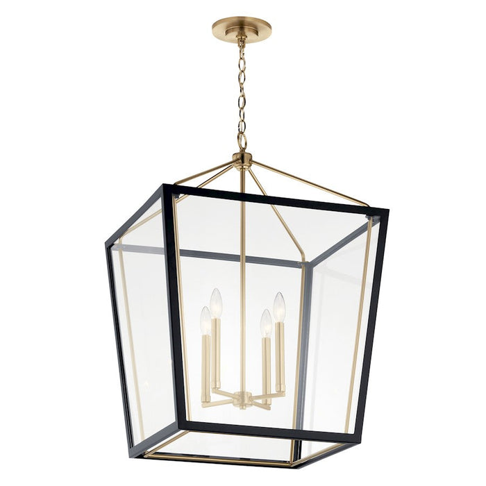 Kichler Delvin 31.75" 4 Light Foyer Pendant, Bronze/Black/Clear