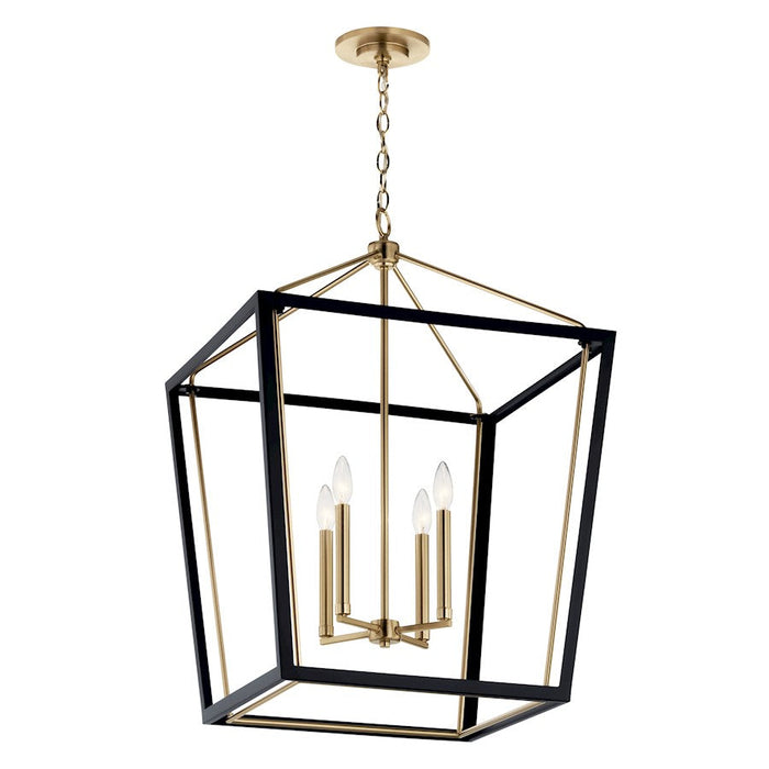 Kichler Delvin 31.75" 4 Light Foyer Pendant, Bronze/Black/Clear