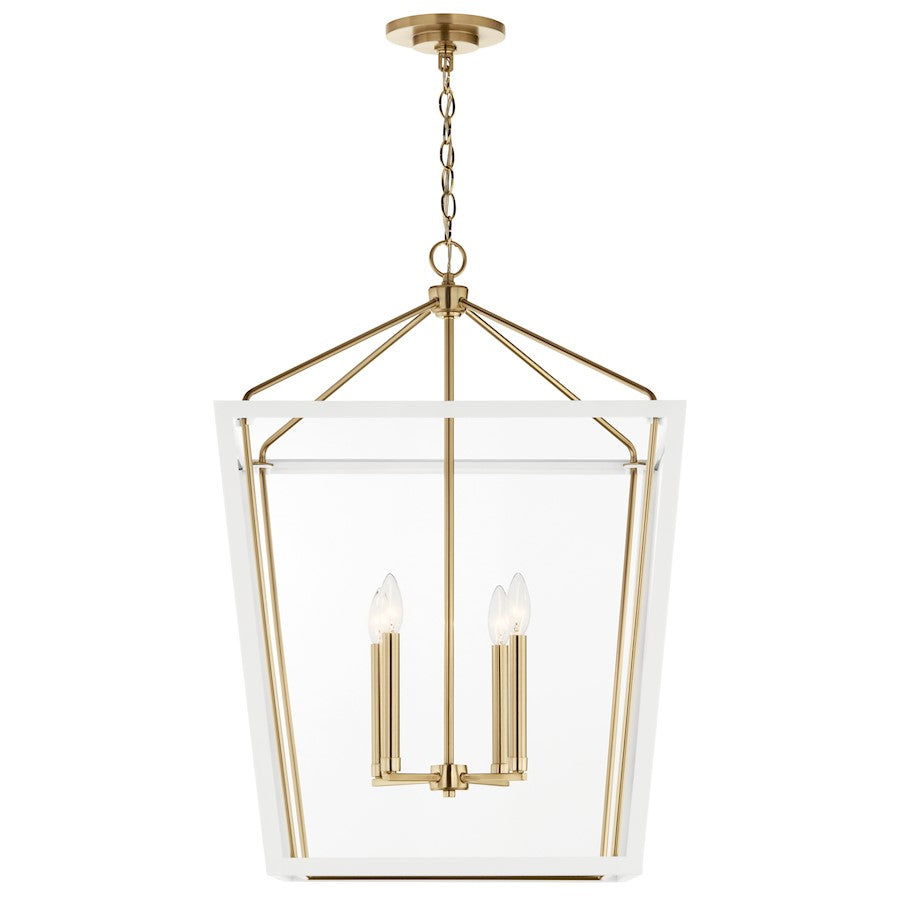 Kichler Delvin 31.75" 4 Light Foyer Pendant, Bronze/White/Clear - 52620CPZWH