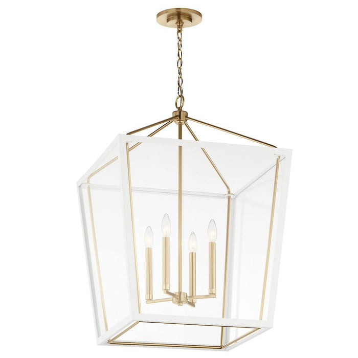 Kichler Delvin 31.75" 4 Light Foyer Pendant, Bronze/White/Clear