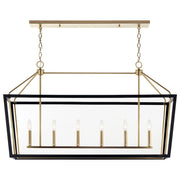 Kichler Delvin 44" 6 Light Linear Chandelier, Bronze/Black/Clear - 52622CPZBK
