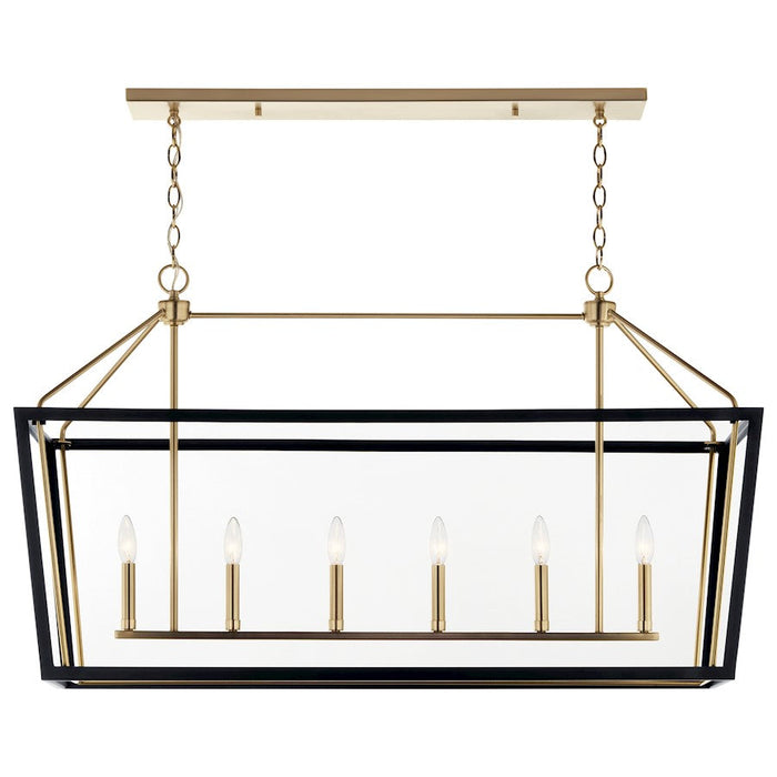 Kichler Delvin 44" 6 Light Linear Chandelier, Bronze/Black/Clear - 52622CPZBK