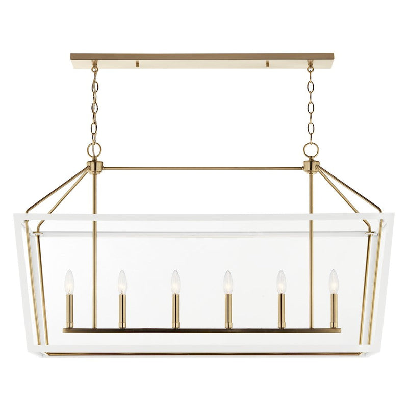 Kichler Delvin 44" 6 Light Linear Chandelier, Bronze/White/Clear - 52622CPZWH