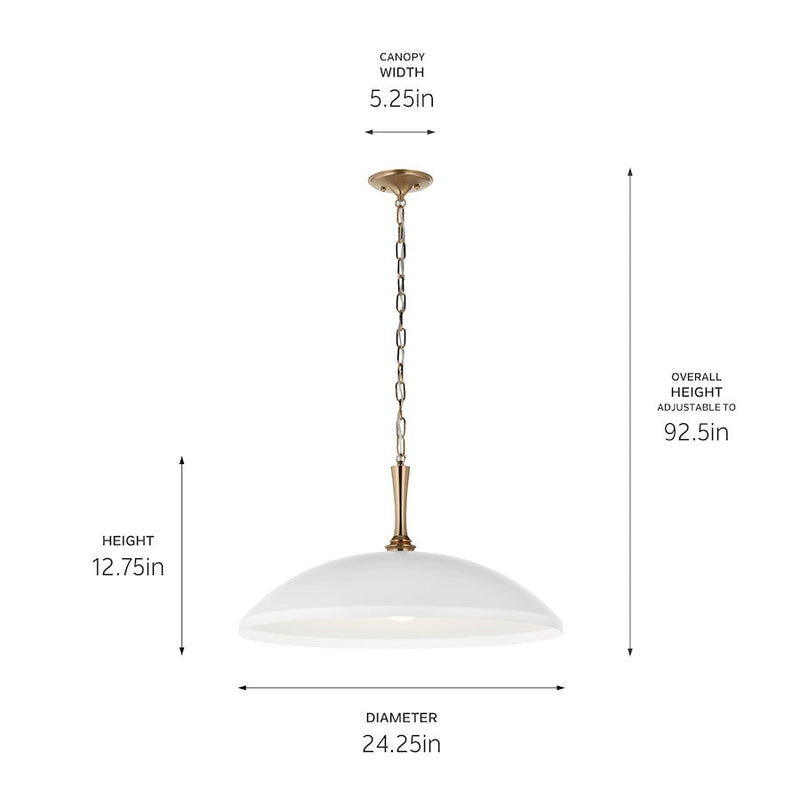 Kichler Delarosa 24" 1 Light Pendant, White/Champagne Bronze