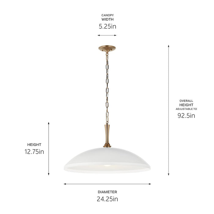 Kichler Delarosa 24" 1 Light Pendant, White/Champagne Bronze