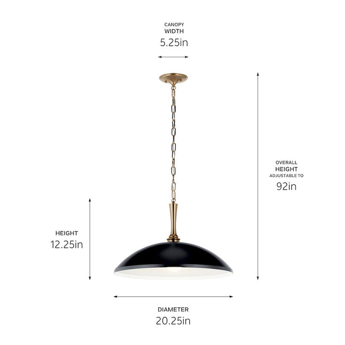 Kichler Delarosa 20" 1 Light Pendant, Black/Champagne Bronze