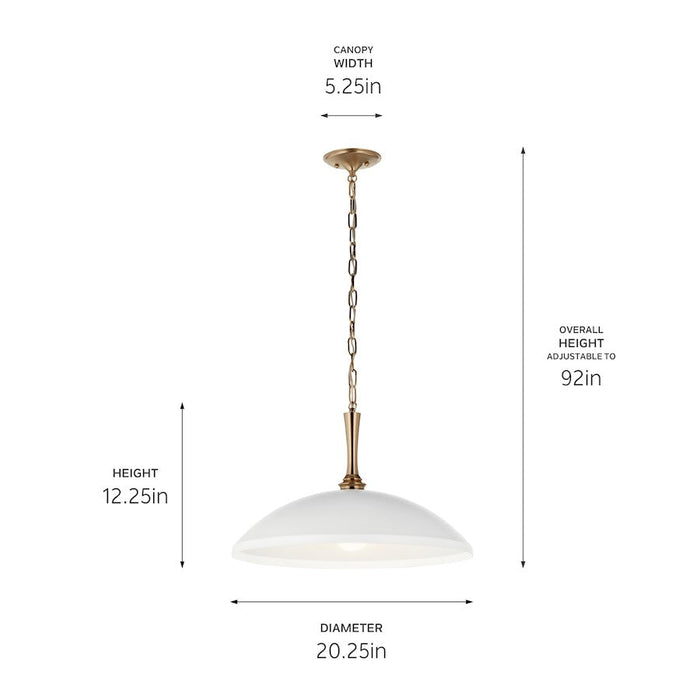 Kichler Delarosa 20" 1 Light Pendant, White/Champagne Bronze