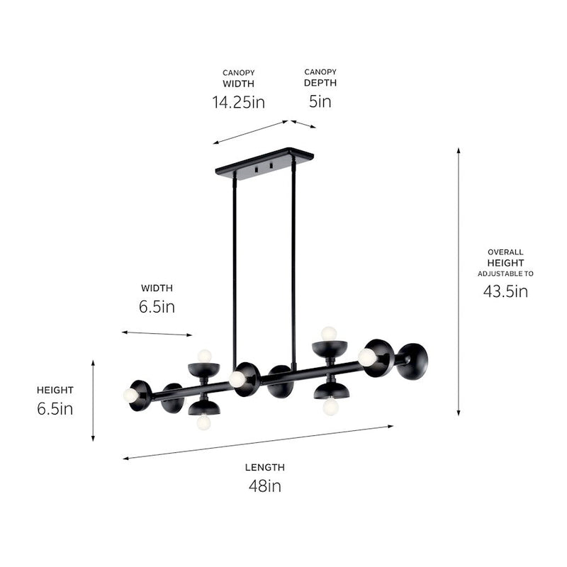 Kichler Palta 48" 10 Light Linear Chandelier, Black