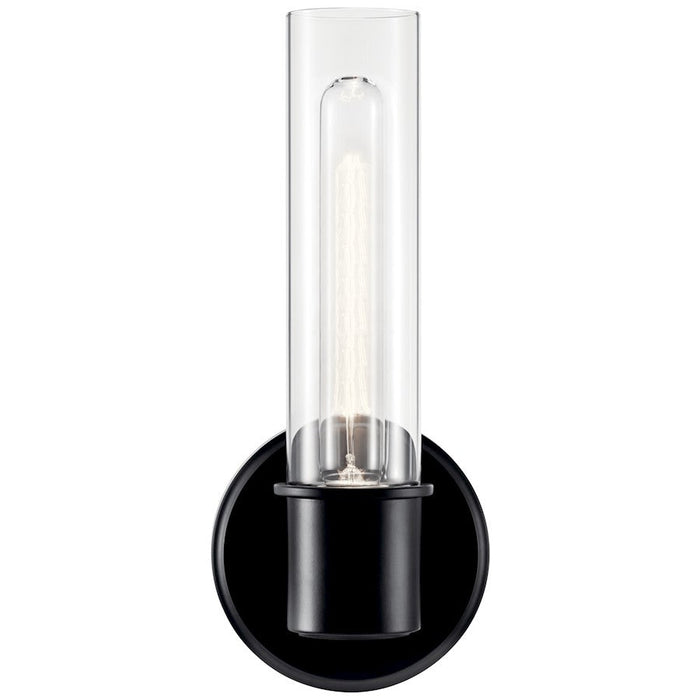 Kichler Aviv 13" 1 Light Wall Sconce, Black/Clear Glass