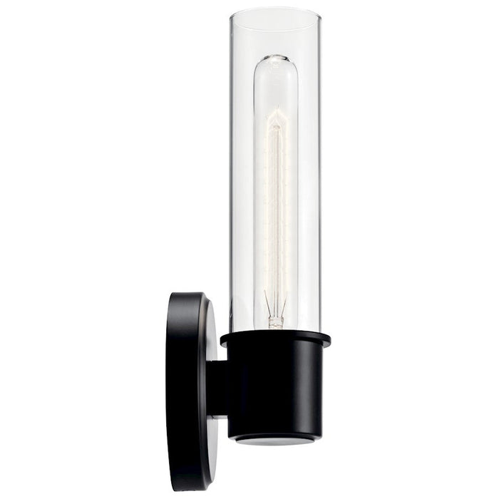 Kichler Aviv 13" 1 Light Wall Sconce, Black/Clear Glass