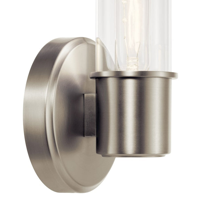 Kichler Aviv 13" 1 Light Wall Sconce, Brushed Nickel/Clear Glass