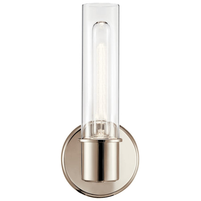 Kichler Aviv 13" 1 Light Wall Sconce, Polished Nickel/Clear Glass