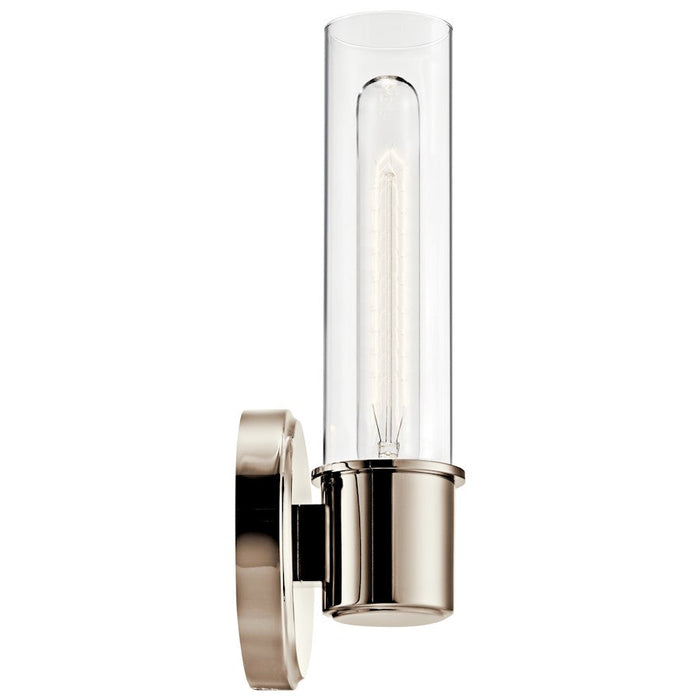 Kichler Aviv 13" 1 Light Wall Sconce, Polished Nickel/Clear Glass