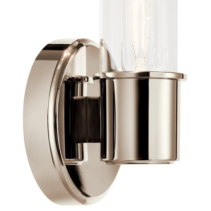 Kichler Aviv 13" 1 Light Wall Sconce, Polished Nickel/Clear Glass