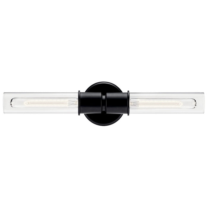 Kichler Aviv 24" 2 Light Wall Sconce, Black/Clear Glass