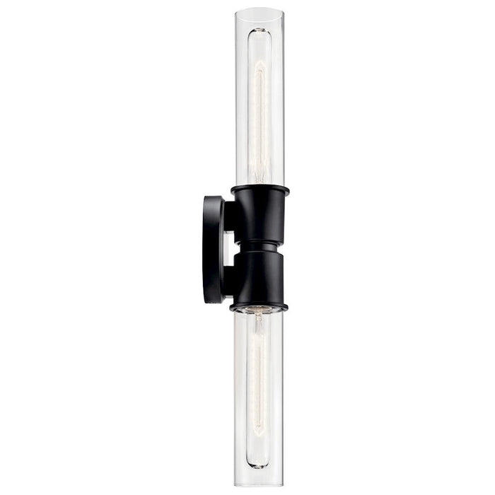 Kichler Aviv 24" 2 Light Wall Sconce, Black/Clear Glass