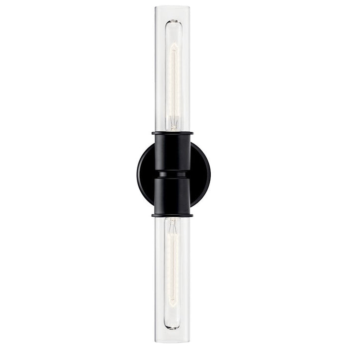 Kichler Aviv 24" 2 Light Wall Sconce, Black/Clear Glass