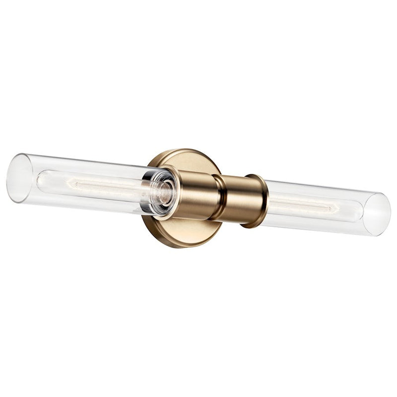 Kichler Aviv 24" 2 Light Wall Sconce, Champagne Bronze/Clear Glass - 52654CPZ