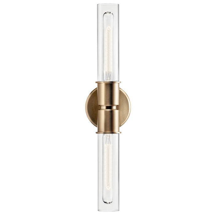 Kichler Aviv 24" 2 Light Wall Sconce, Champagne Bronze/Clear Glass