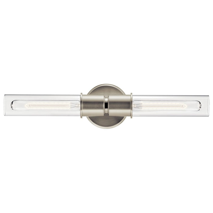 Kichler Aviv 24" 2 Light Wall Sconce, Brushed Nickel/Clear Glass