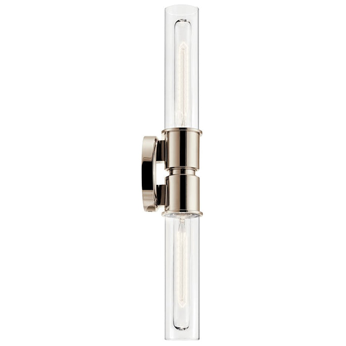 Kichler Aviv 24" 2 Light Wall Sconce, Polished Nickel/Clear Glass