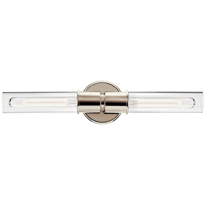 Kichler Aviv 24" 2 Light Wall Sconce, Polished Nickel/Clear Glass