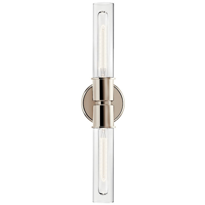 Kichler Aviv 24" 2 Light Wall Sconce, Polished Nickel/Clear Glass