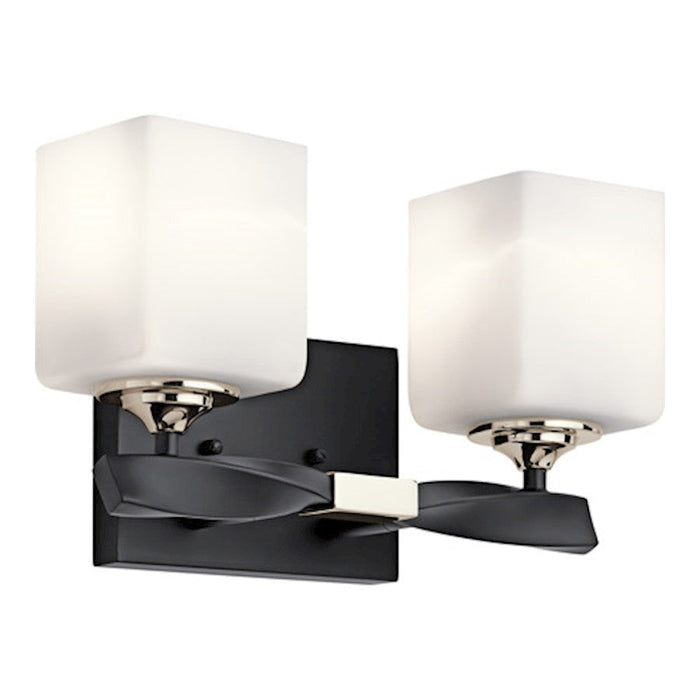 Kichler Marette 13.5 " 2 Light Vanity Light, Satin Etched Opal, Black - 55001BK