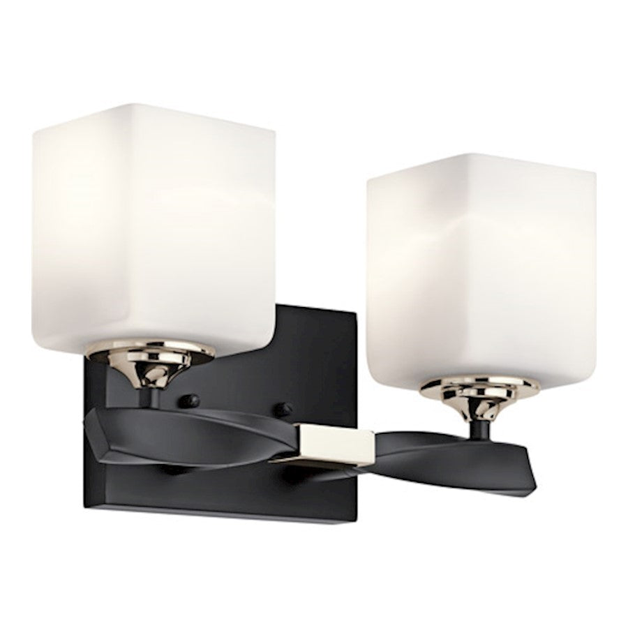 Kichler Marette 13.5 " 2 Light Vanity Light, Satin Etched Opal, Black - 55001BK