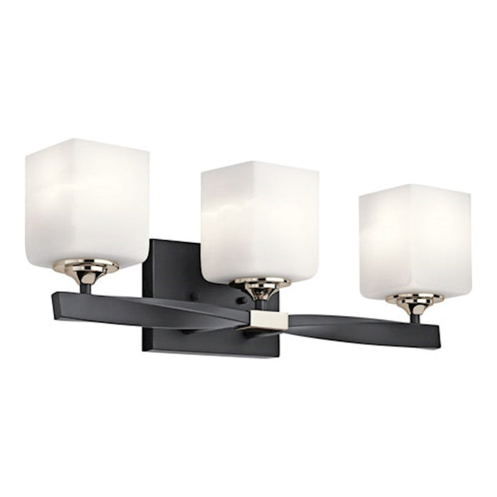 Kichler Marette 22.75" 3 Light Vanity Light, Satin Etched Opal, Black - 55002BK