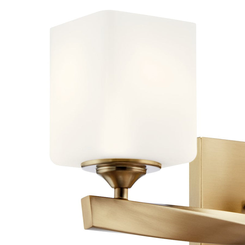 Kichler Marette 23in Wide 3-Light Vanity | Champagne Bronze Steel & Satin Opal Glass | Bathroom & Powder Room Vanity | 75W Max per Bulb | Model 55002CPZ